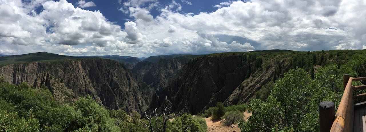 Color panoramic photo of the Black Canyon of the Gunnision.