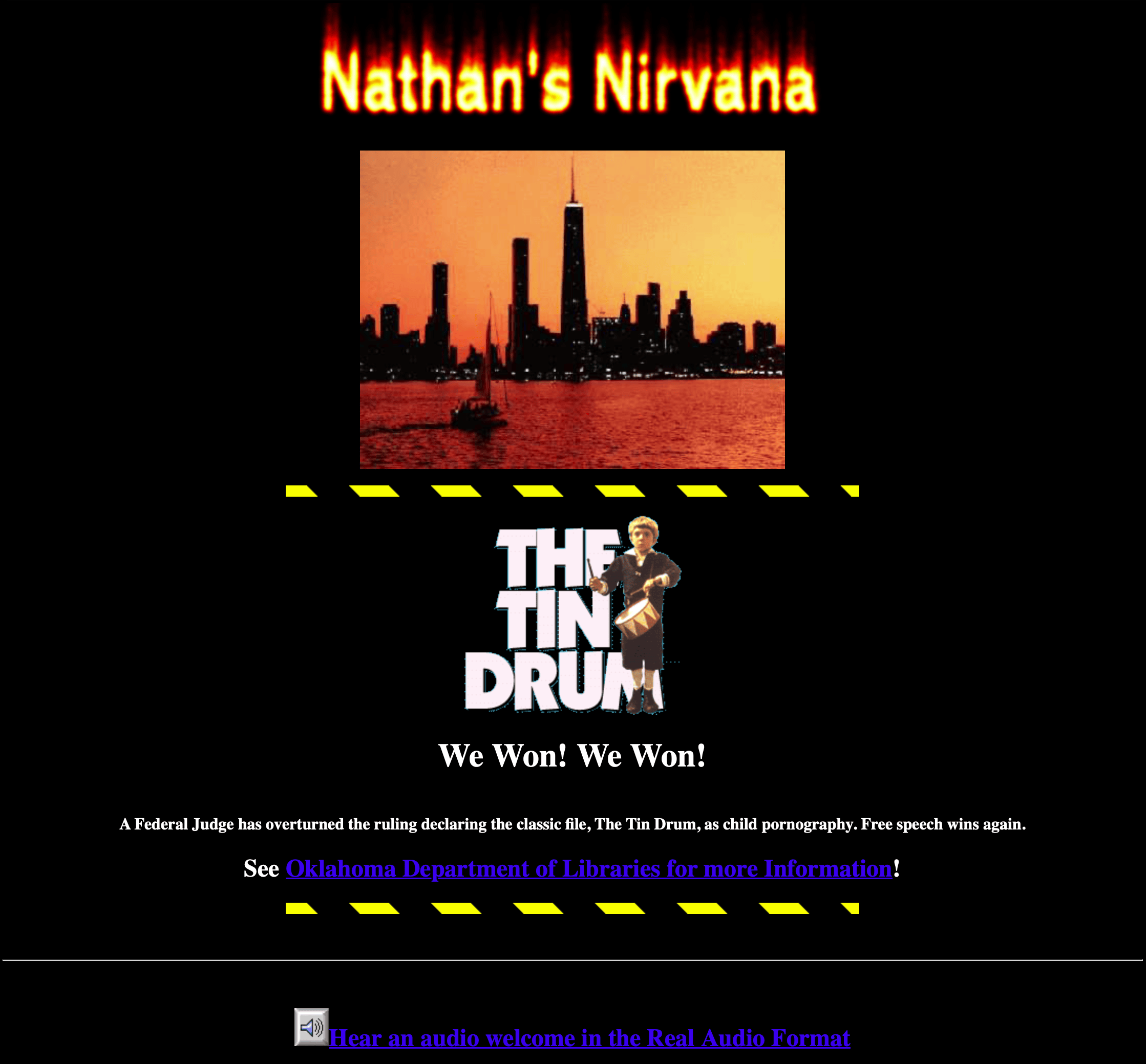 Screen shot of my website with Flaming Logo.