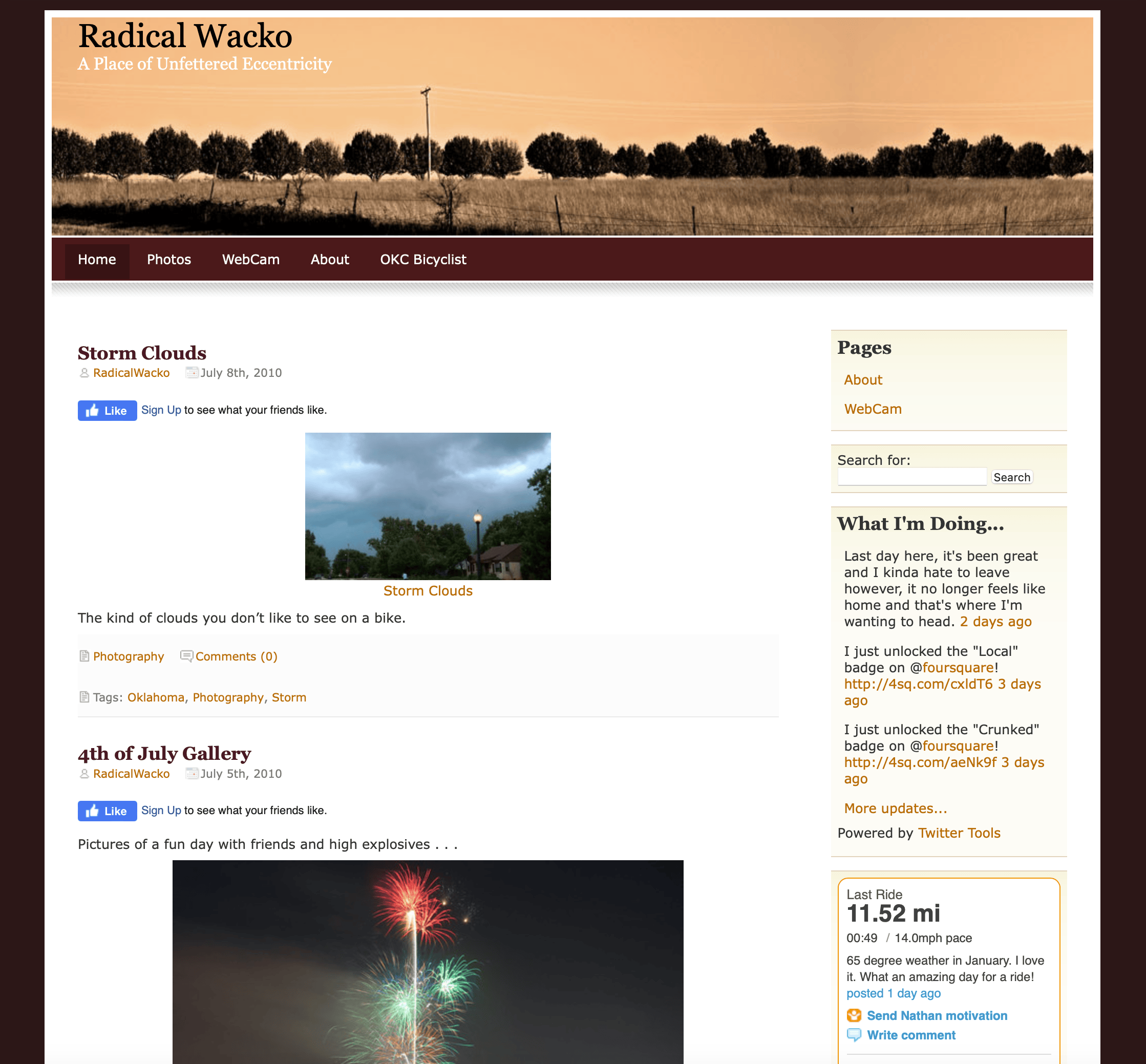 Screen capture of my Radical Wacko when as a WordPress site.